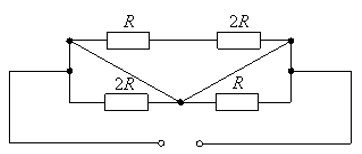 Эквивалентное сопротивление цепи R<sub>ЭК</sub> равно… <br />-: 6R <br />-: 0 <br />-: 4R/3 <br />-: 3R