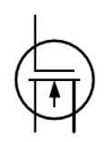 На данном рисунке приведено условно-графическое обозначение полевого транзистора… <br /><b>Выберите один ответ.</b> <br />- с управляющим переходом с каналом n-типа <br />- с изолированным затвором со встроенным каналом n-типа <br />- с изолированным затвором со встроенным каналом p-типа <br />- с изолированным затвором с индуцированным каналом p-типа <br />- с изолированным затвором с индуцированным каналом n-типа <br />- с управляющим переходом с каналом p-типа