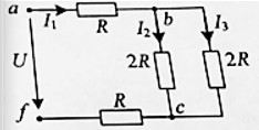 (5 баллов) Определить ток I3 в цепи, если известно: R = 1,5 Ом; U<sub>af</sub> = 36 В.