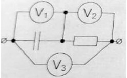 Вольтметр V<sub>3</sub> показывает напряжение 60 В, V<sub>2</sub> = 40 В. Что покажет вольтметр V<sub>1</sub>?
