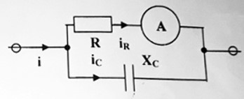 Написать комплексную амплитуду неразветвленного тока в заданной цепи, если амперметр показывает 6 А, начальная фаза тока в емкости принята равной -28° и R = X<sub>C</sub>. <br />а) I<sub>m</sub> = 6√2e<sup>j45°</sup> A <br />б) I<sub>m</sub> = 12e<sup>-j73°</sup> A <br />в) I<sub>m</sub> = 6√2e<sup>j17°</sup> A <br />г) I<sub>m</sub> = 12e<sup>-j28°</sup> A
