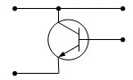 На рисунке приведена схема включения транзистора с общей (-им)... <br />1) коллектором <br />2) базой <br />3) эмиттером<br />4) землей <br /><b>Выберите один ответ:</b> <br />а. 3) <br />b. 2) <br />с. 1) <br />d. 4)