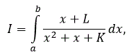 Исследовать сходимость различных методов в зависимости от n - числа точек разбиения. Рассматривается интеграл вида<br /><b>Вариант 8</b><br />K = 2,6, L = 1,6. a = (2,6 – 1,6) / 2 = 0,5, b = 2,6 + 1,6 = 4,2