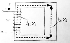 Магнитодвижущую силу (МДС) вдоль магнитной цепи можно представить в виде <br />1. Iw = H<sub>1</sub>/l<sub>1</sub> + H<sub>2</sub>/l<sub>2</sub> <br />2. Iw = H(l<sub>1</sub> + l<sub>2</sub>) <br />3. Iw = (H<sub>1</sub> + H<sub>2</sub>)(l<sub>1</sub> + l<sub>2</sub>) <br />4. Iw = H<sub>1</sub>l<sub>1</sub> + H<sub>2</sub>l<sub>2</sub>