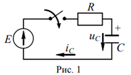 <b>Исследование переходных процессов в цепях I порядка. </b><br />Подключение RC-цепи к источнику постоянного напряжения <br />Задание: Определить законы изменения напряжения на конденсаторе Uc(t) и тока ic(t). Выполнить расчеты для своего варианта. Изобразить графики изменения напряжения на конденсаторе Uc(t) и тока ic(t)   <br /><b>Вариант 3</b> <br />Е = 8 В, R = 200 Ом, C = 300 мкФ