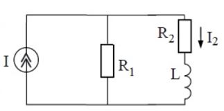 <b>Вариант 12</b><br />Схема цепи приведена на рисунке. На входе действует источник напряжения Е. Выходным сигналом является ток через резистор R2.  <br />Получите выражения для комплексного коэффициента передачи, АЧХ и ФЧХ цепи, определите частоту среза. <br />Рассчитайте значение АЧХ на нулевой частоте и на бесконечности и постройте график АЧХ при R2=2R1=2R. <br />Как изменится график АЧХ, если вдвое уменьшить индуктивность катушки (показать на том же графике)