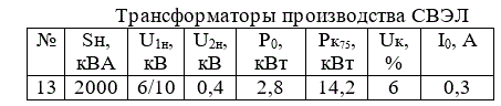 1. Для трансформатора с номинальными данными, указанными в таблице 1 построить векторную диаграмму для номинального режима. <br />2. Изменяя коэффициент нагрузки кн трансформатора построить внешнюю характеристику трансформатора U2=f(I2) для активно-индуктивной и активно-емкостной нагрузки с коэффициентом мощности cosφ2 = 0,8 в обоих случаях. <br />3. Изменяя характер нагрузки (cosφ2) трансформатора от емкостной до индуктивной построить график изменения вторичного напряжения трансформатора при нагрузке номинальной величины (кн = 1).<br /> <b>Вариант 13</b>
