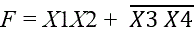 <b>Задача 48.</b>  Составить функциональную схему на логических элементах 2И-НЕ, реализующую функцию F = Х1Х2 +  ¯(X3 X4) 