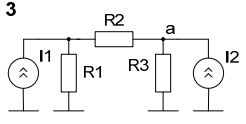 <b>Тема 2. Применение метода эквивалентных источников при анализе электрических схем </b><br />Рассчитать напряжение в точке «а»:<br /><b>Вариант 3</b>