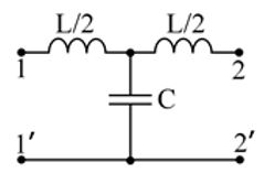 1. Рассчитать величины индуктивности L и ёмкости C заданной схемы фильтра. <br />2. Вывести функцию и построить график зависимости характеристического сопротивления Zc фильтра от угловой частоты ω (или линейной частоты f ). <br />3. Вывести функции коэффициента затухания a (в неперах или децибелах) и коэффициента фазы b (в радианах или градусах) по току и по напряжению для фильтра, работающего на согласованную нагрузку, построить его амплитудно-частотную и фазо-частотную характеристики. <br />4. Вывести функции коэффициента затухания a (в неперах или децибелах) и коэффициента фазы b (в радианах или градусах) по току и по напряжению для фильтра, работающего на номинальную нагрузку Rн, построить его амплитудно-частотную и фазо-частотную характеристики. <br />УКАЗАНИЕ. Амплитудно-частотные и фазочастотные характеристики необходимо строить в диапазоне угловых частот от 0 до 2,5ωc с округлением по шагу координатной сетки.<br /><b>Вариант 1</b><br /> Дано <br />Тип фильтра: НЧ (нижних частот) <br />Схема: Т-образная <br />Rн=160 Ом;(сопротивление нагрузки) <br />ω<sub>с</sub>=1250 рад/с;(частота среза)