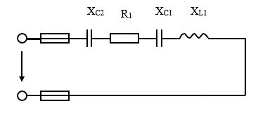 <b>Задача 2.</b> Неразветвленная цепь переменного тока, показанная на соответствующем рисунке, содержит активные и реактивные сопротивления, величины которых заданы в таблице 2. Кроме того, известна одна из дополнительных величин (U, I, P, Q,, S ). Определить следующие величины, если они не заданы в таблице вариантов: 1) полное сопротивление цепи Z; 2) напряжение U, приложенное к цепи;  3) силу тока в цепи;  4) угол сдвига фаз φ (величину и знак); 5) активную Р, реактивную Q и полную S мощности, потребляемые цепью. Начертить в масштабе векторную диаграмму цепи и пояснить ее построение. С помощью логических рассуждений пояснить, как изменится ток в цепи и угол сдвига фаз, если частоту тока увеличить вдвое. Напряжение, приложенное к цепи, считать неизменным.  <br /><b>Вариант 24  (рисунок 14)</b><br /> Дано: R1=60 Ом, ХL1=20 Ом, ХС1=40 Ом, ХС2=60 Ом, <br />QС2 = -240 ВАр.