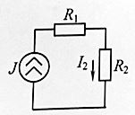 Дано: J = 0,8 А, R1 = 5 Ом, R2 = 10 Ом. Определить напряжение на источнике тока, проверить баланс мощности.