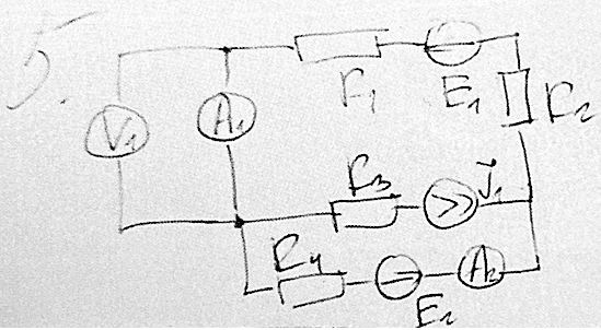 Найти показания приборов по методу наложения. Рассчитать баланс мощностей. R1=200 Ом, R2=300 Ом, R3=100 Ом, R4=400 Ом, E1=10 В, E2=20 В , J1=0.1 А, C=5 мкФ